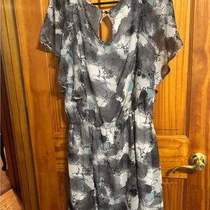 Elegant Gray Floral Dress